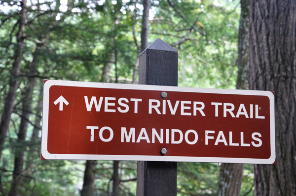 sign: West River Trail to Manido Falls